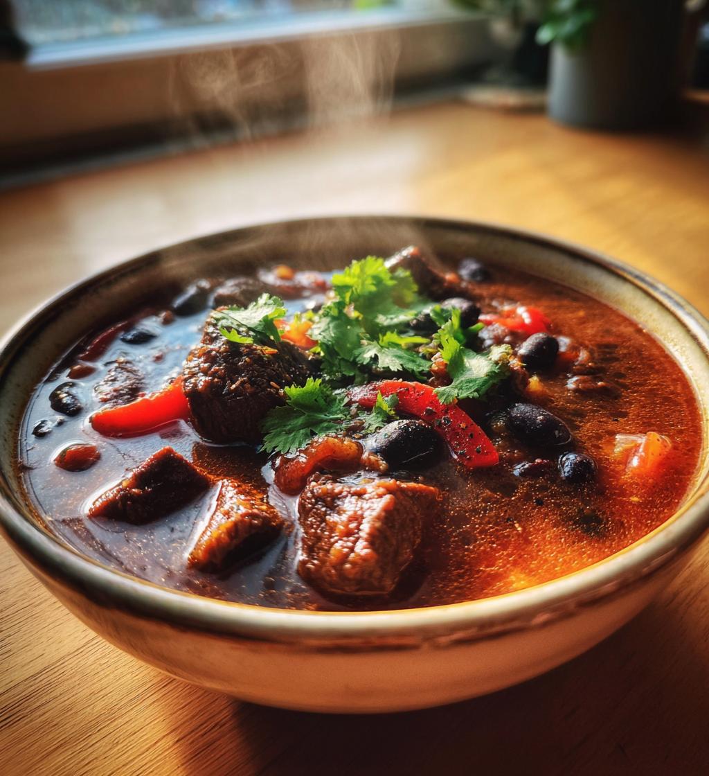 chilidoftande notkottgryta med svarta bonor - detail 1