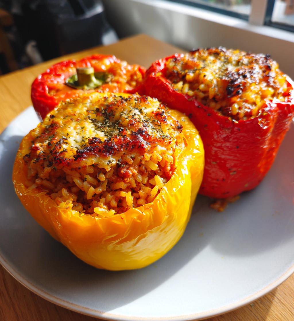 fyllda paprikor med kottfars och ris