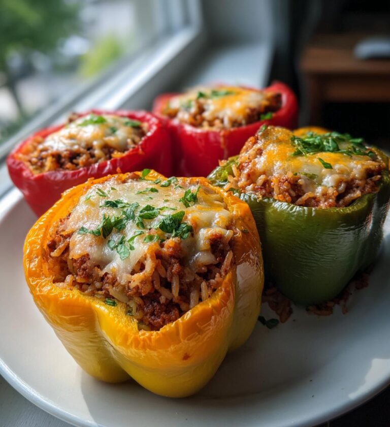 fyllda paprikor med kryddig kottfars och ris