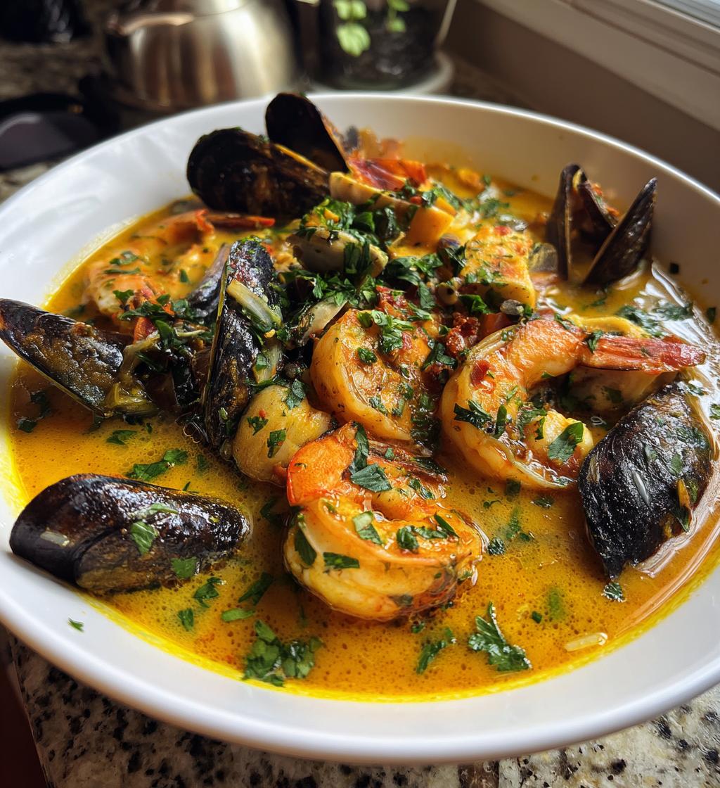 kramig skaldjurssoppa med saffran - detail 1