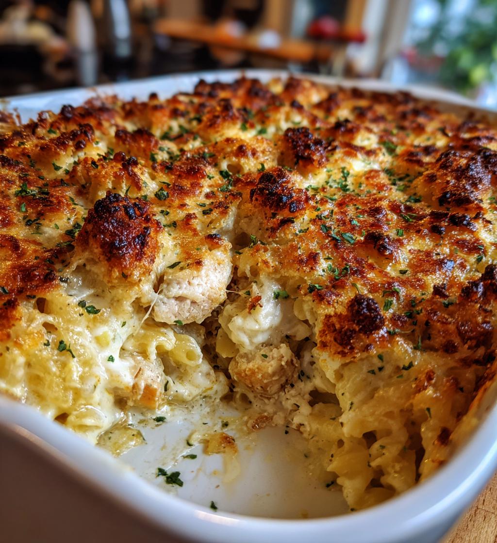 kyckling alfredo pasta gratin recept