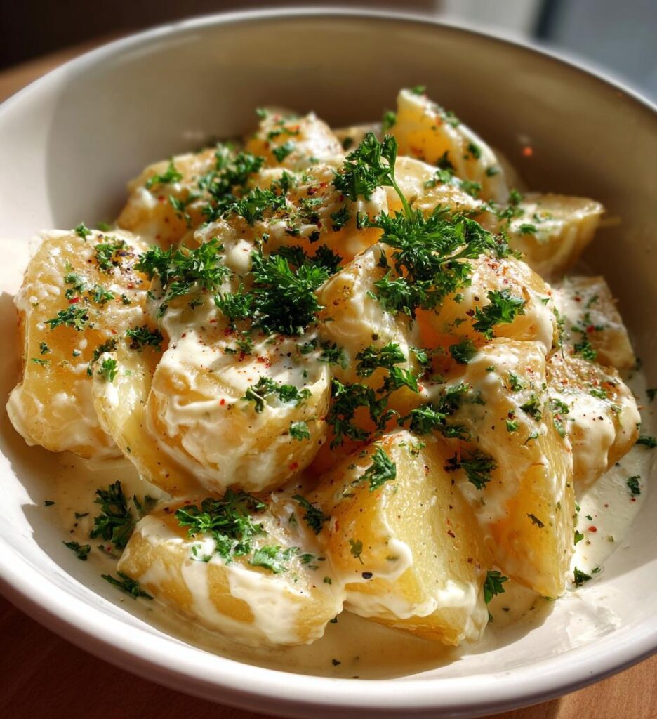 potatis i kramig vitlokssas enkel recept