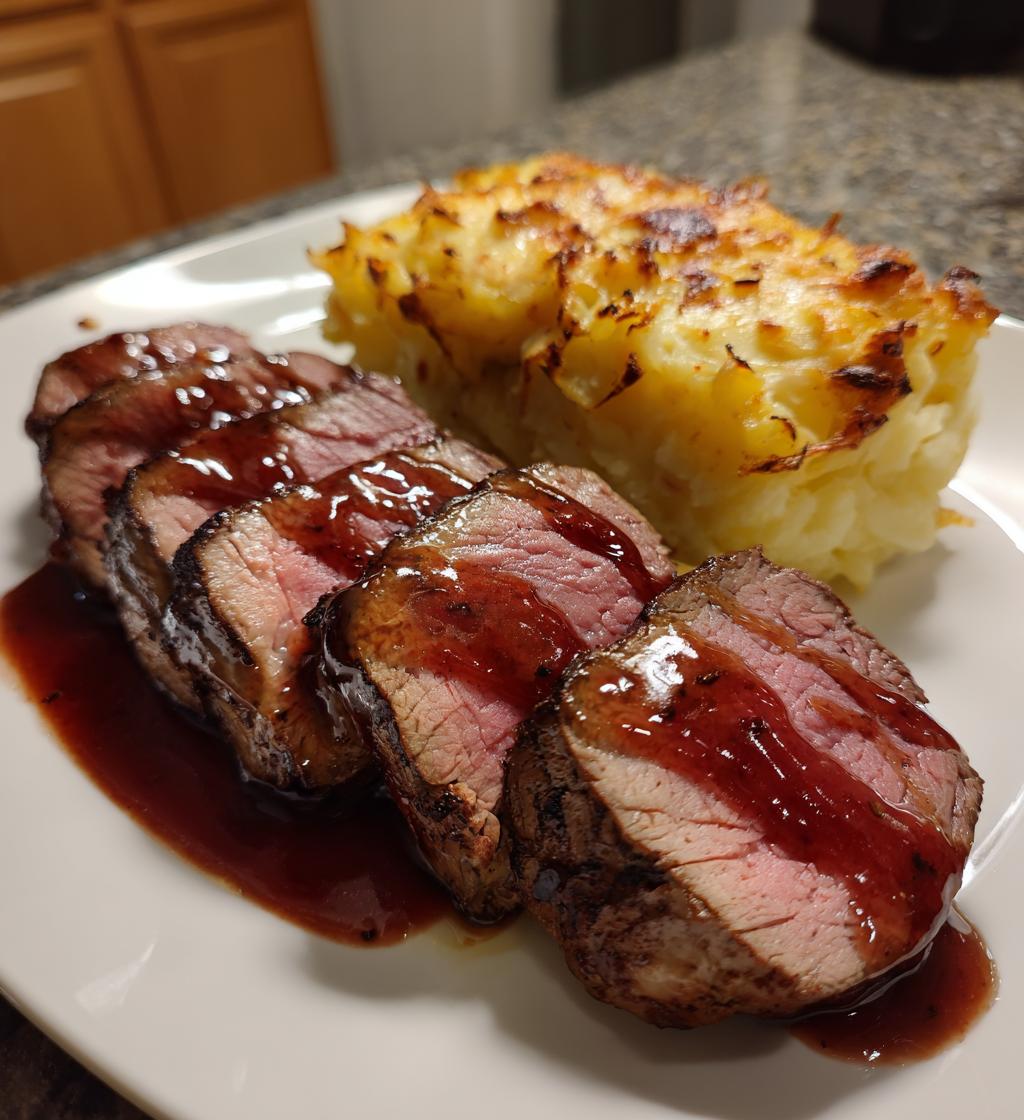 smormorad oxfile med rodvinssas och potatisgratang - detail 1